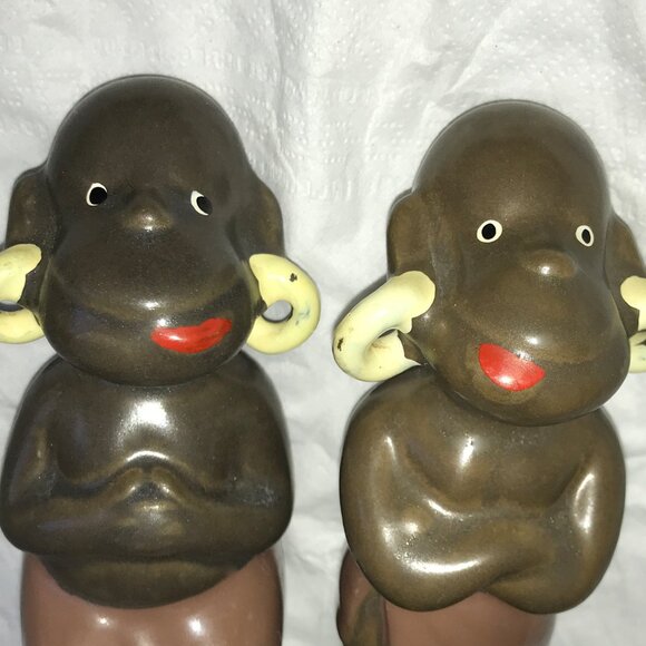 Vintage 1950's Ubangi Couple Salt & Pepper Set - Made in Japan -Excellent Cond. - Picture 5 of 8